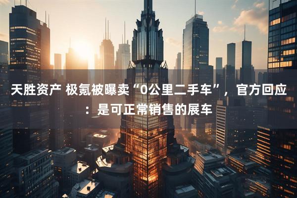 天胜资产 极氪被曝卖“0公里二手车”，官方回应：是可正常销售的展车